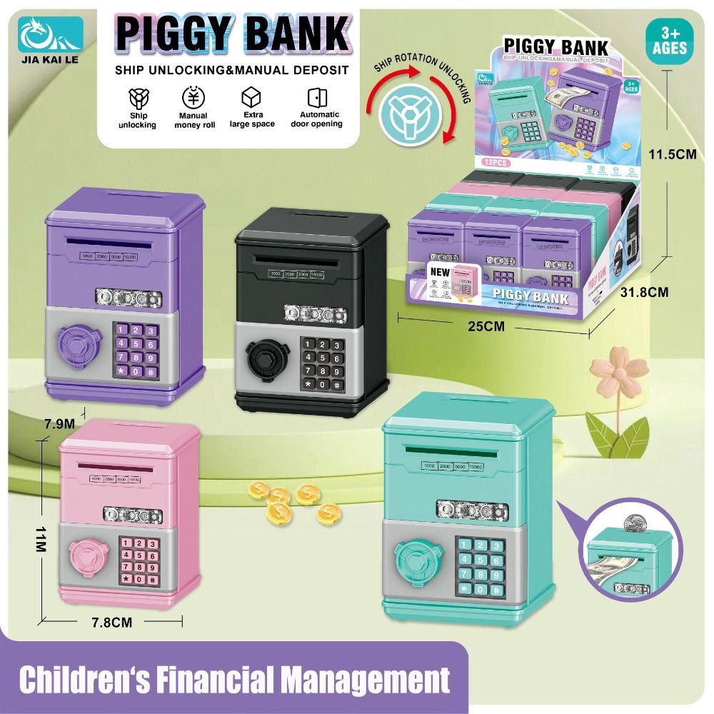 Kids Education Money - Cofrinho Infantil com Senha, Mini Caixa