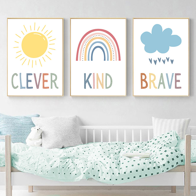 Bonito sol arco-íris nuvem imp - Kids Education Quotes avaliação e preço