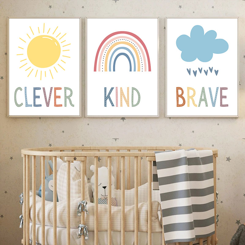 Bonito sol arco-íris nuvem imp - Kids Education Quotes avaliação e preço