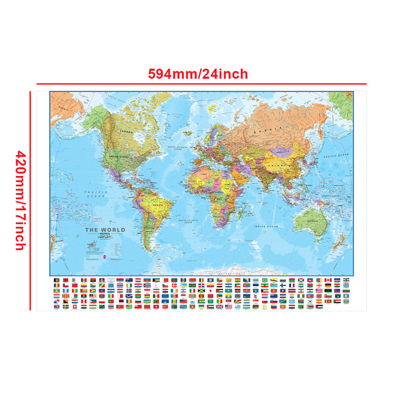 Mapa mundi a2 59*42cm com band - Kids Educational Poster avaliação e preço