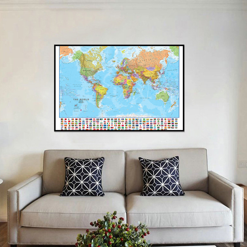 Mapa mundi a2 59*42cm com band - Kids Educational Poster avaliação e preço