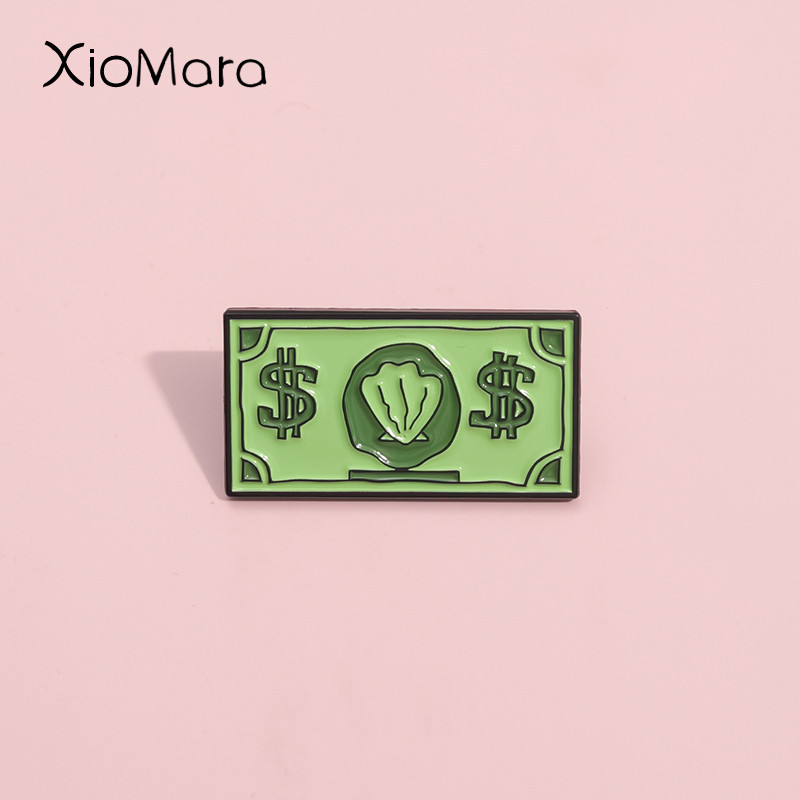 Verde usd símbolo esmalte pino - Kids Education Money avaliação e preço